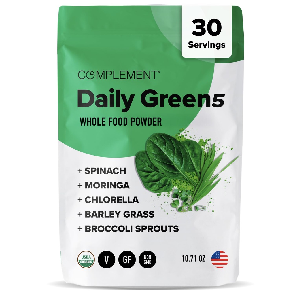 Daily Greens Toz, Super Greens Toz Superfood-Allfoods, Organik Chlorella Toz, Barley Grass Juice, Broccoli Sprouts- Immune Support, Brain Health, Metal Detox- 30 Hizmet