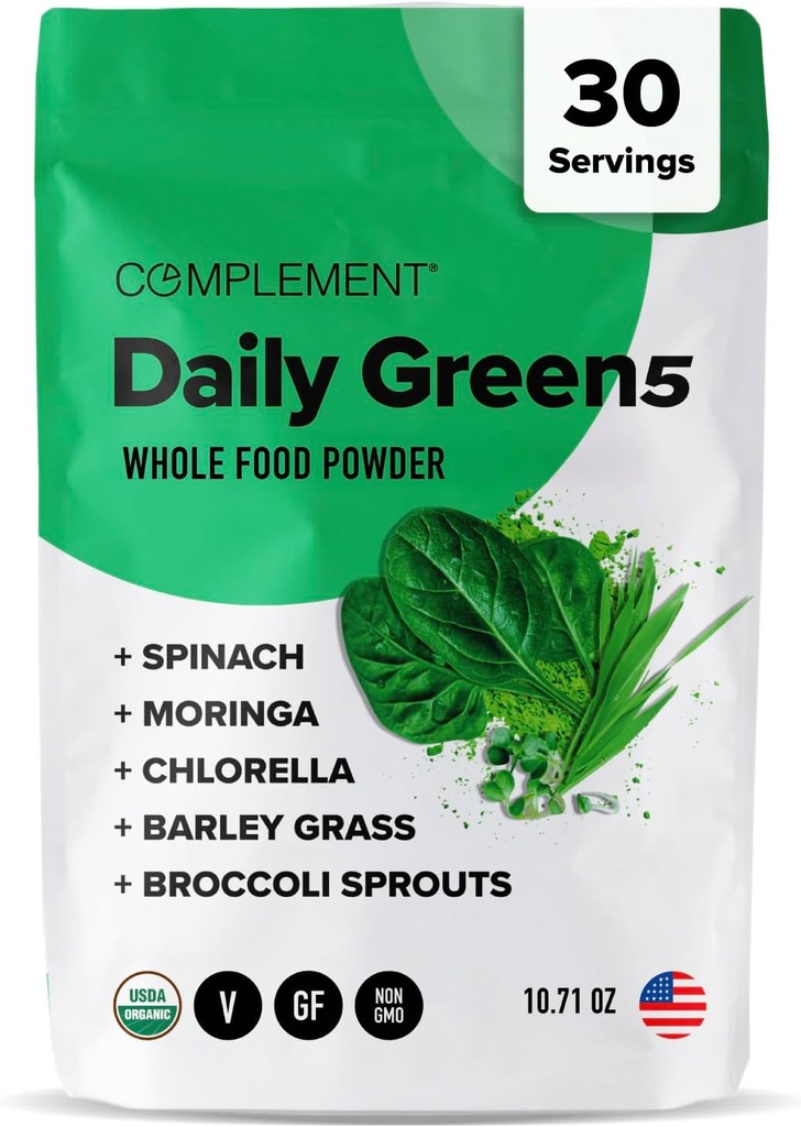 Daily Greens Toz, Super Greens Toz Superfood-Allfoods, Organik Chlorella Toz, Barley Grass Juice, Broccoli Sprouts- Immune Support, Brain Health, Metal Detox- 30 Hizmet