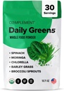 Daily Greens Toz, Super Greens Toz Superfood-Allfoods, Organik Chlorella Toz, Barley Grass Juice, Broccoli Sprouts- Immune Support, Brain Health, Metal Detox- 30 Hizmet