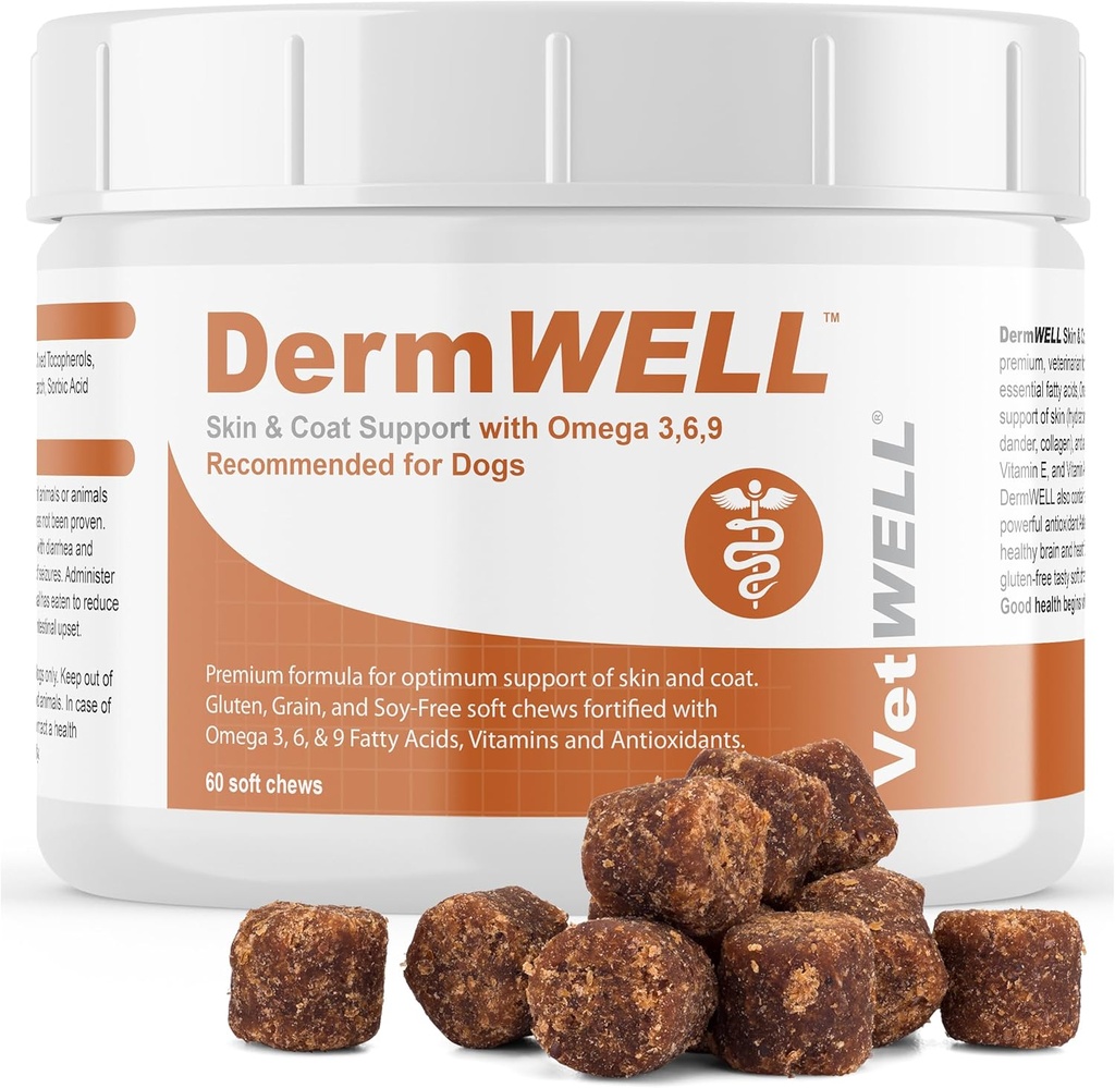 VetWELL Omega 3 Supplement for Dogs with Antarktika Krill Oil, Astaxanthin, Omega 3 6 9, EPA, DHA for Amazing Skin and Coat (60 Kont)