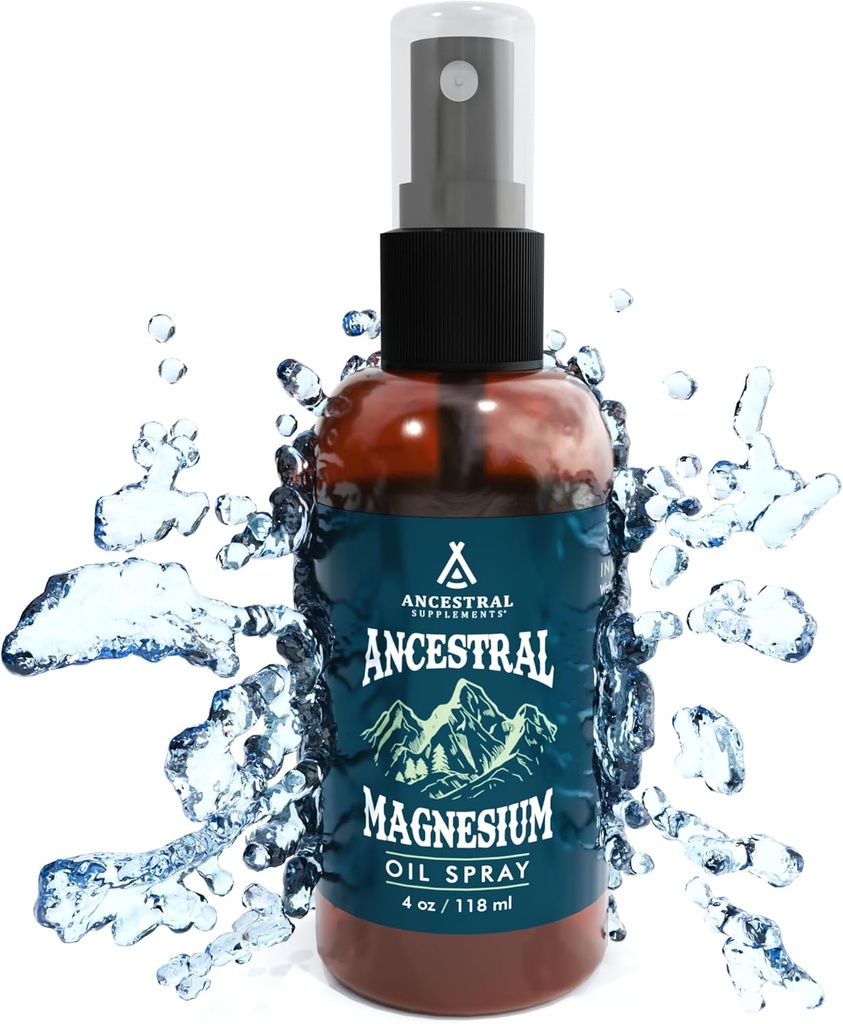 Ancestral Supplements Magnezyum Sprey, Sleep + Muscle Support için, Made with Chloride & Natural Minerals, Fast Absorbing Topical Magnezyum Oil Supplement for Body Application, 4 ozzz