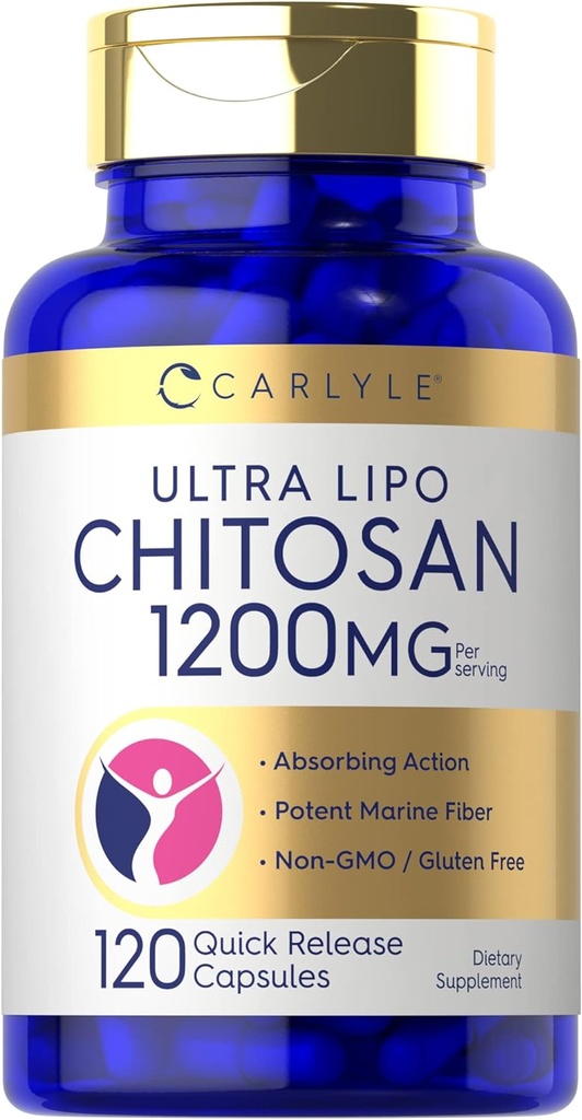 Carlyle Chitosan Supplement 1200 mg | 120 Hızlı Yayın Kapsülleri | No-GMO, Gluten Free | Ultra Lipo