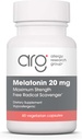 Alerji Araştırma Grubu Melatonin 20 mg - Pure Melatonin, Yetişkinler için Ekstra Güç, Uyku Yardımı, Yüksek Dose, Vegetarian Capsules - 60 Count