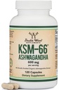 Çift Wood Supplements Ashwagandha KSM 66 Organik ve Klinik olarak Studied Ekstraksiyon (600 mg Per Hizmet, 120 Capsules, 60 Hizmet) Kadın ve Erkekler için Adaptogen Cortisol Manager