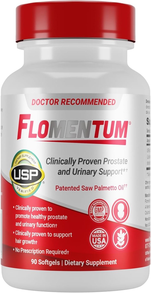 Flomentum® Saw Palmetto for Men Prostate Supplement | Prostate Support Supplement for Men's Health | USP TY - Sağlıklı Urinary Flow & Urinary Function - 320mg Once Daily (90)