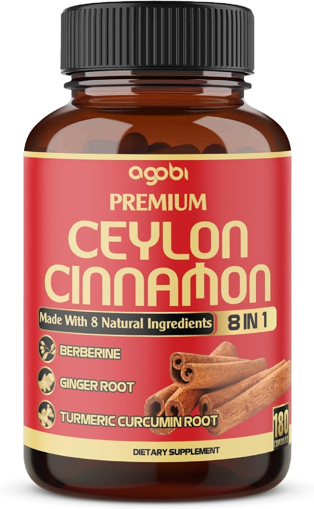 Premium Ceylon Κανέλα με Βερβερίνη συμπλήρωμα - 8in1 Turmeric, Ginger, Gymnema & More - Σώμα, καρδιά & συνολική ζωτικότητα - 180 κάψουλες