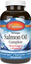Carlson - Salmon Oil Tamam, 700 mg Omega-3s + Astaxanthin, Cardiovascular Destek, Beyin Fonksiyonu ve Ortak Sağlık, Norveç, 240 Softgels