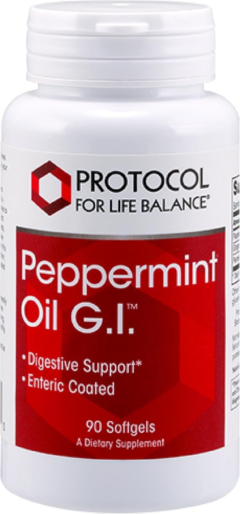 Protokolü Peppermint G.I. - For Digestive Health Support* - Peppermint, Ginger Oil & Fennel Oil - Enteric-Coated - Dairy Free & Halal - 90 Softgels