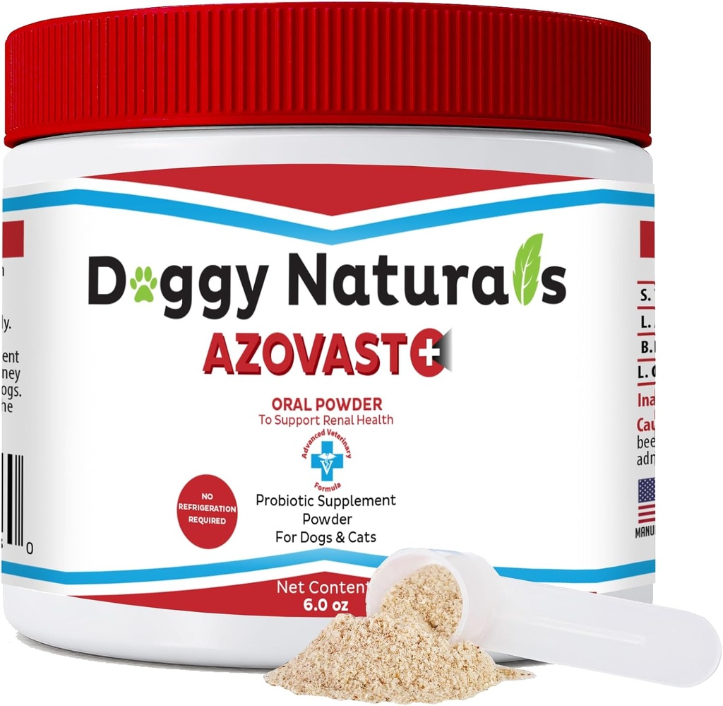Azovast Plus Kidney Health Supplement for Dogs & Cats, Oral Toz (6 Oz) - (120 Dos / Jar) NO Refrigeration Required - Help Support Kidney Function & manage Renal Toxins (Made in U.S.A) (6 Oz)