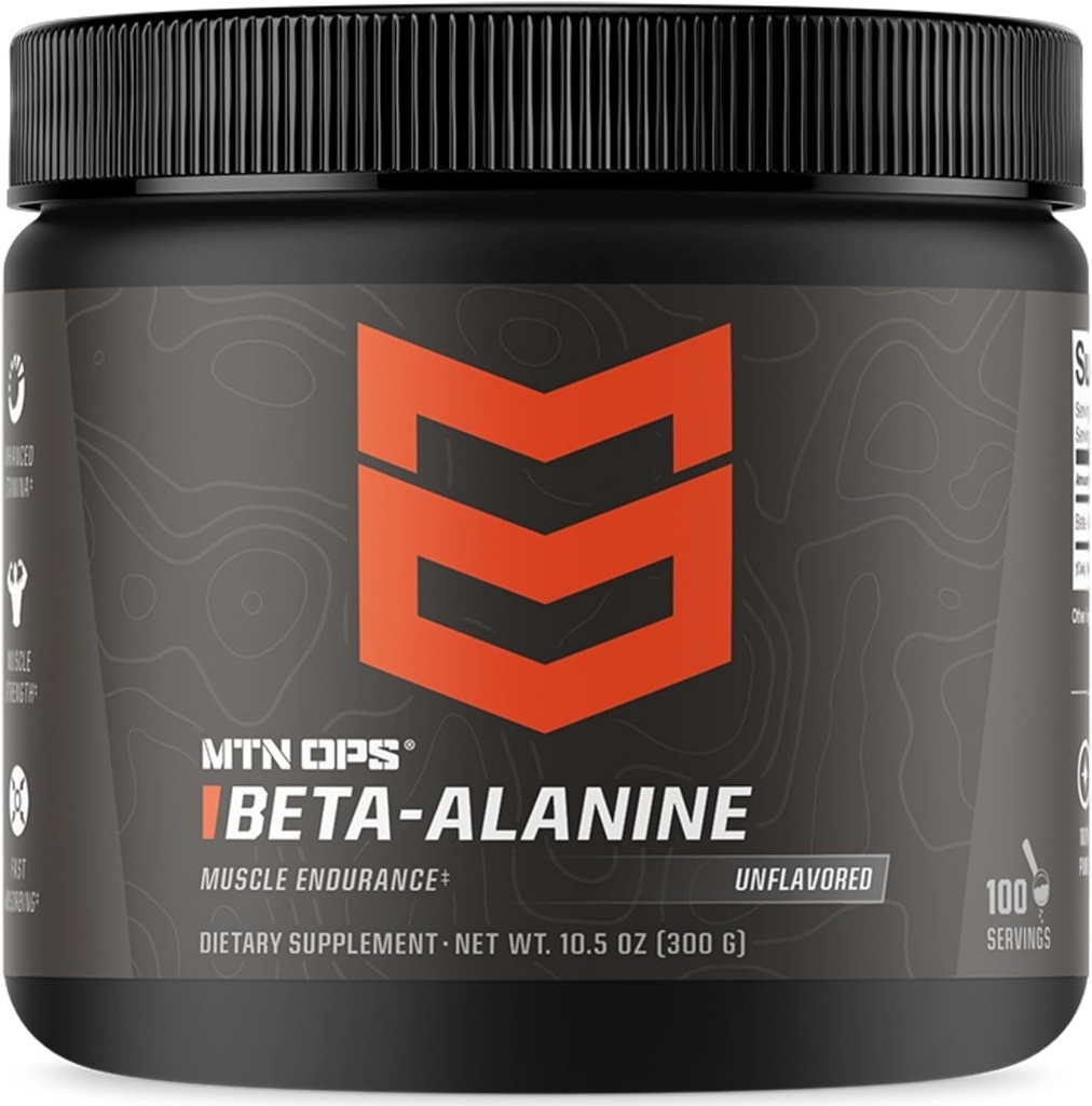 MTN OPS Beta Alanine Powder Pre Expert for Muscle Endurance & Strength, 3g Beta Alanine per Serving, Unflaved 100 Services