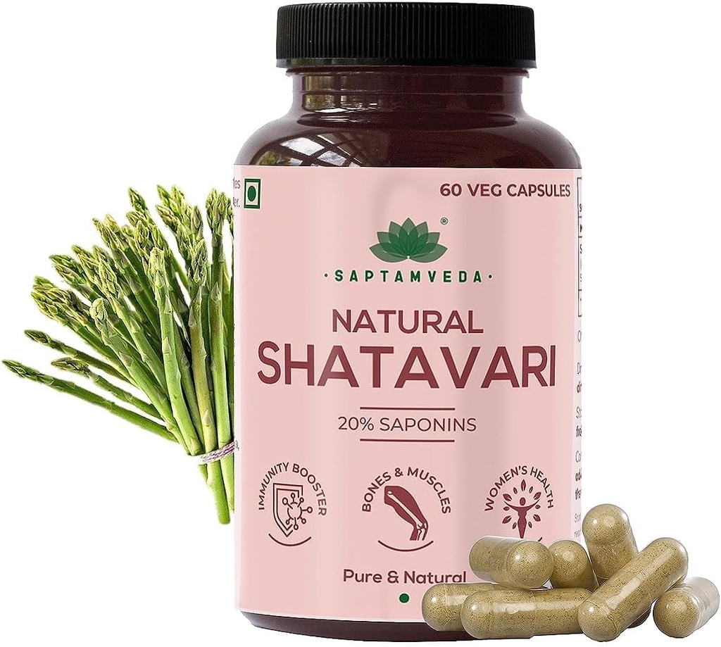 Doğal Shatavari Capsules (60 Capsule) | Kadınlar Wellness Capsules | Hormonal Denge | PCOD /PCOS için İyi | Stamina ve Energy