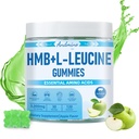 HMB ve L-Leucine Gummies, 3000 mg, Trehalose ile, Kas Büyüme, Kas Relief ve Workout Recovery için, Yetişkinler & Elder, Non-GMO, Vegan, Gluten Free, Apple Flavor, 120
