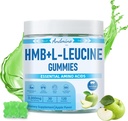 HMB ve L-Leucine Gummies, 3000 mg, Trehalose ile, Kas Büyüme, Kas Relief ve Workout Recovery için, Yetişkinler & Elder, Non-GMO, Vegan, Gluten Free, Apple Flavor, 120