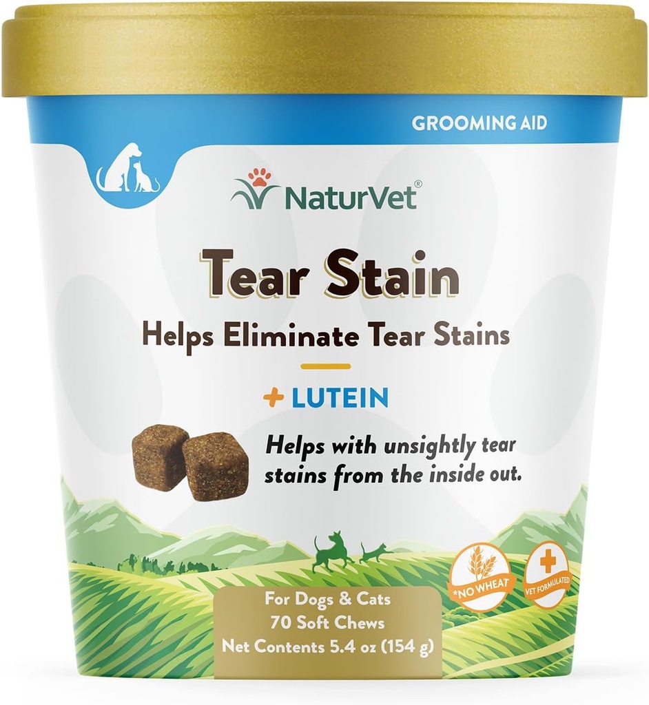NaturVet – Tear Stain Plus Lutein – Tahminsiz Tear Stains – Cranberry Extract, Marshmallow Root & Oregon Grape Root – Köpekler ve Kediler için – 70 Soft Chews