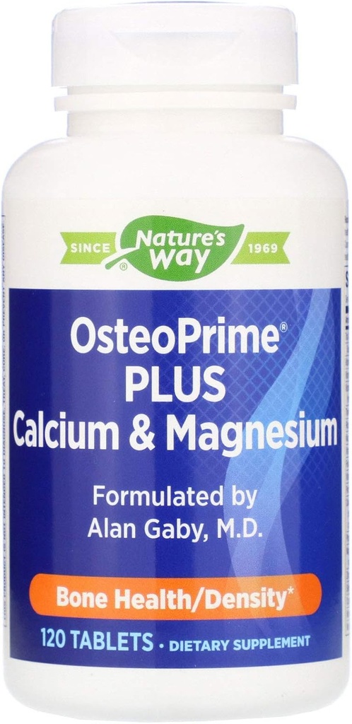 Nature's Way OsteoPrime PLUS Calcium & Magnesium, Supports Bone Health & Muscle Function*, with Vitamins D3 & K2, Vegetarian, 120 Tablets