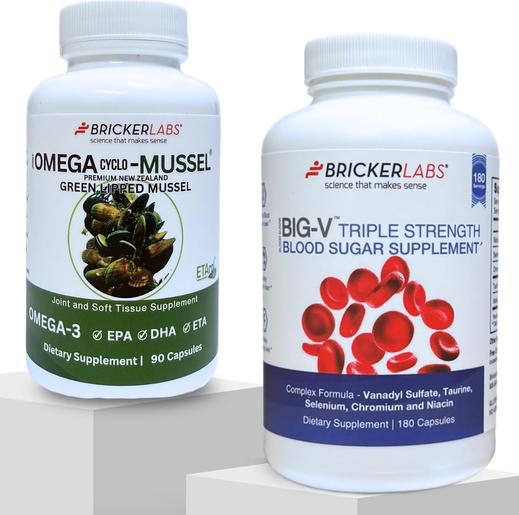 Tuğul Laboratuvarları Ortak Konfor ve Şeker Dengesi | Omega Cyclo Mussel for Joint Health + Big-V Triple Strength Valvedyl for Blood Sugar Support
