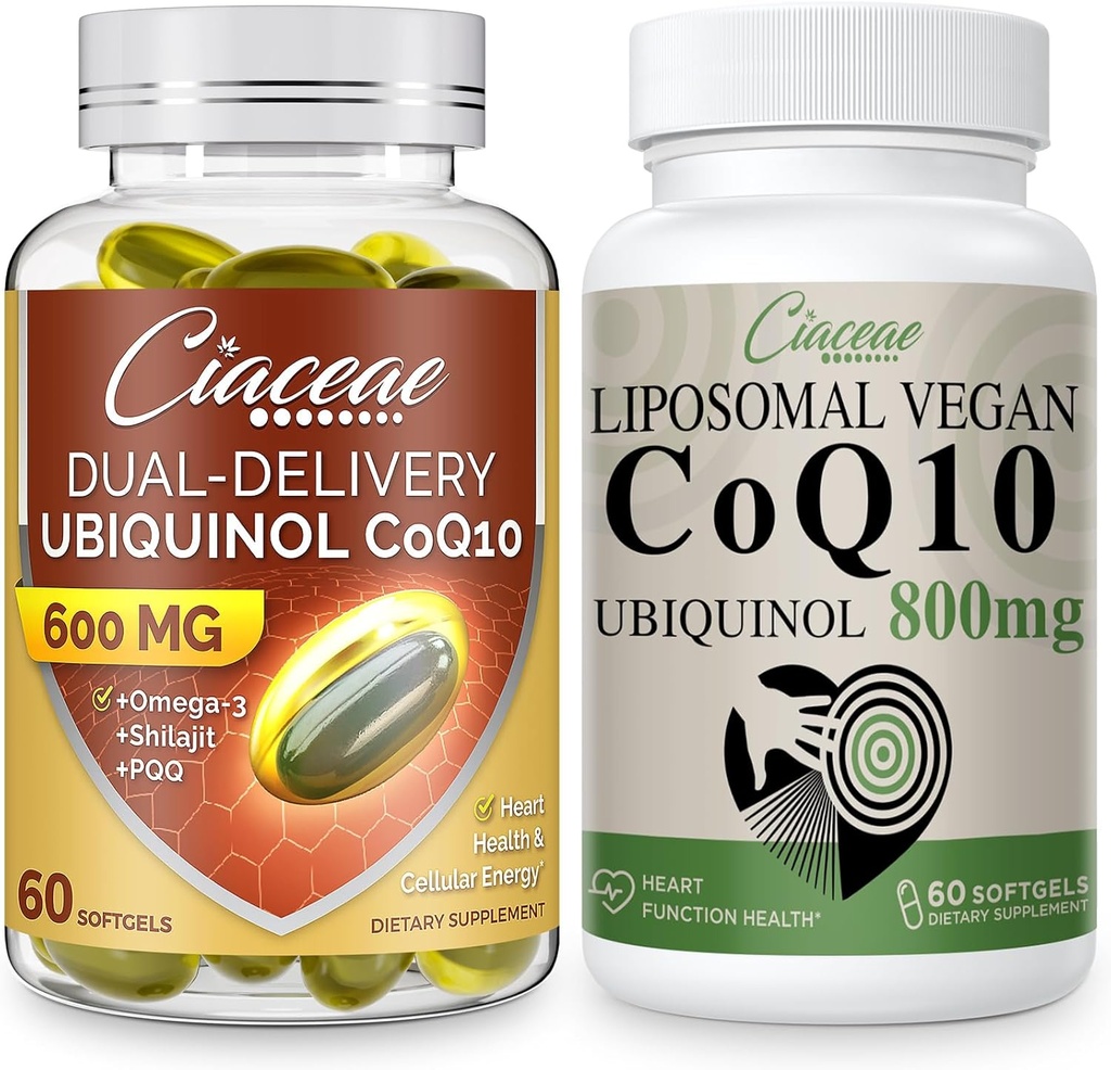 Liposomal CoQ10 800mg 1PCS Δέσμη με Ubiquinol CoQ10 600 MG Softgels με Omega-3 & Shilajit & PQQ 1PCS