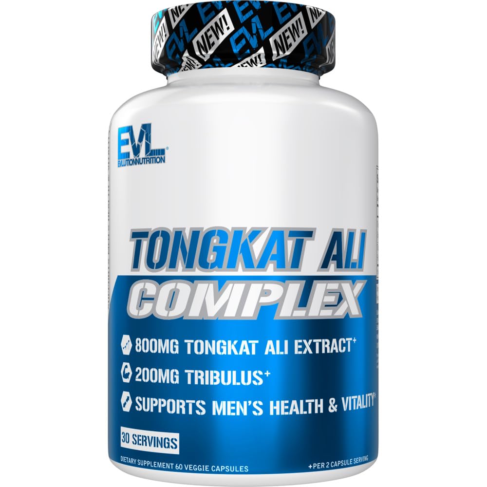 Evlution Beslenme Tongkat Ali - Erkekler Sağlık + Vitality Supplement - 800 mg Tongkat Ali + 200 mg Tribulus - Performans Desteği - Vegan + Gluten Free Capsules - 30 Hizmet