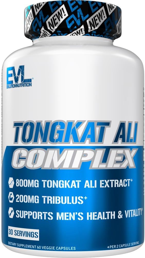 Evlution Beslenme Tongkat Ali - Erkekler Sağlık + Vitality Supplement - 800 mg Tongkat Ali + 200 mg Tribulus - Performans Desteği - Vegan + Gluten Free Capsules - 30 Hizmet