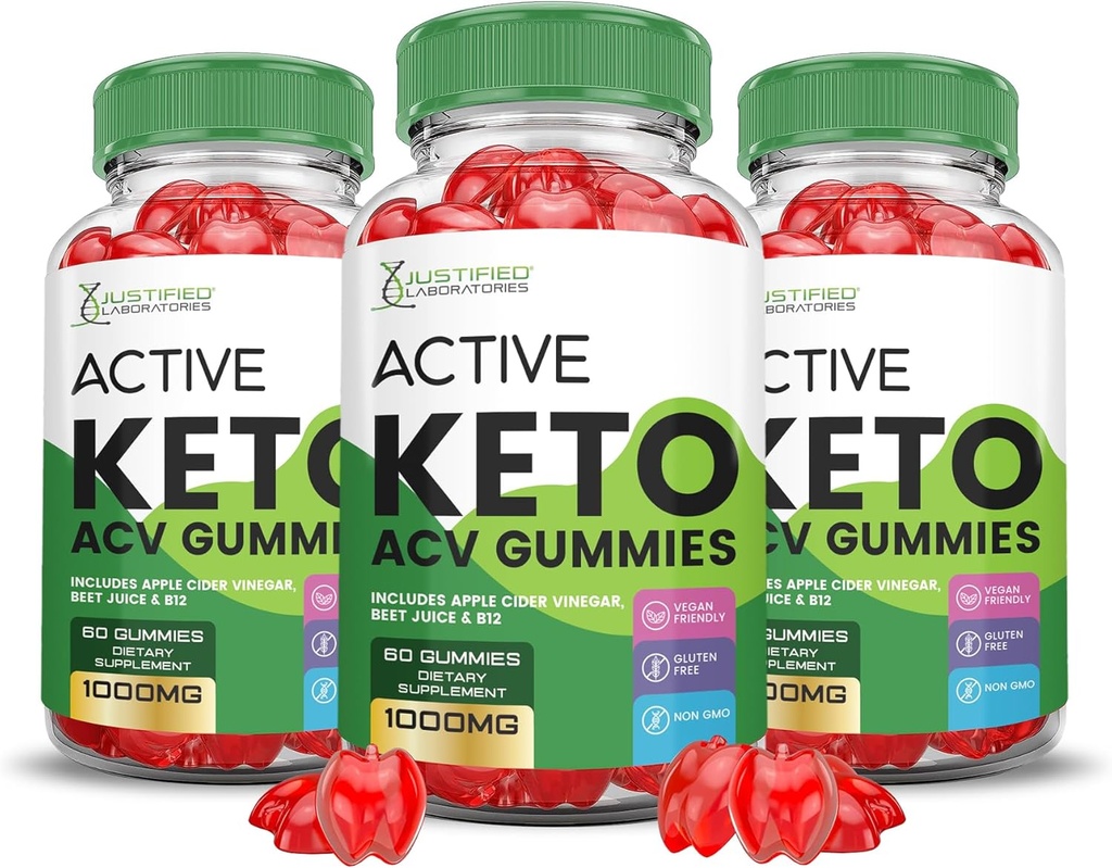 (3 Pack) Active Keto ACV Gummies Advanced Formula 1000MG ActiveKeto Keto Gummies Apple Cider Vinegar Formula B12 Vegan Non GMO 180 Gummys