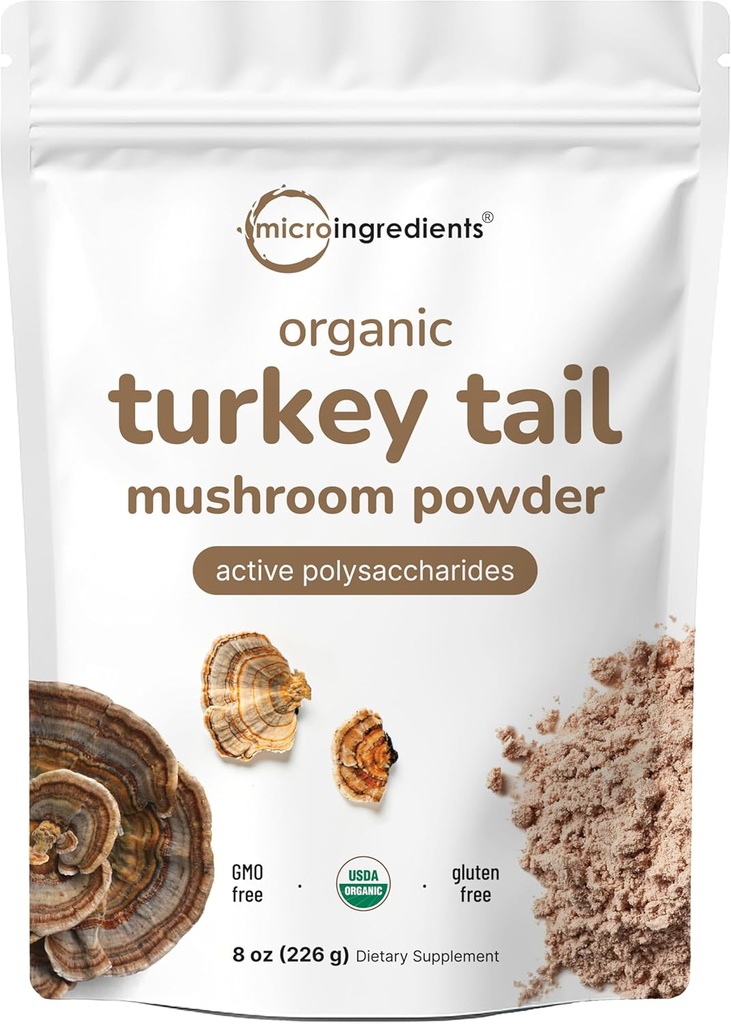 Mikro Malzemeler Organik Türkiye Tail Mushroom Toz (50:1 alıntı), 8 Ounce | Active Polysaccharides, Supports Immune Response & Cellular Level, Pet Friendly
