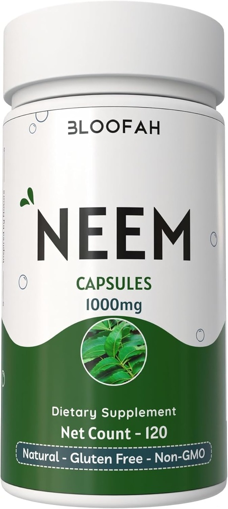 Neem Leaf Capsules 1000mg Powder | Azadirachta Indica Leaf Herbal Supplement | Non-GMO, Gluten-Free | No Artificial Additives | Traditional Herbal Formula (120 Count (Pack of 1))