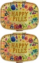 2 Packs Vintage Pill Organizers Metal Retro Pill Kutuları Purse / Pocket Portları / Tylenol /Supplements /Meds/Tablet (Happy Pills with Mirror Inside)
