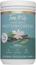 Tone It Up Plant Based Protein Toz + Greens I Dairy Free, Kosher, Non-GMO Pea & Riley Seed Tohum Protein for Women I 14 Hizmets, 15g of Protein – Vanilla