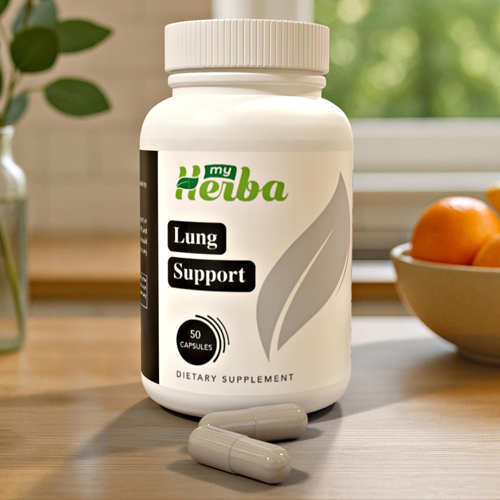 Lung Support Supplement - Vegan Formula Marshmallow Root, Chlorella, Ginkgo Biloba Leaf, İrlandalı Deniz Moss & PAU D'Arco - Deep Lung Cleanse, Detox ve Immune Support for Yetişkinler, 50 Capsules