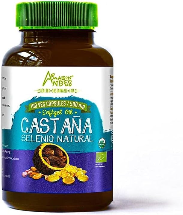 Vees Brazil Nuts Oil Capsules - Selenium & Çinko Zengin Kaynağı - Recap Hormonal Etkisi - Vegan, Non-GMO, Gluten-Free & Fairly Traded - 100 Softgel Pills (500 mg) - USDA sertifikalı - Peru'da Made in Peru