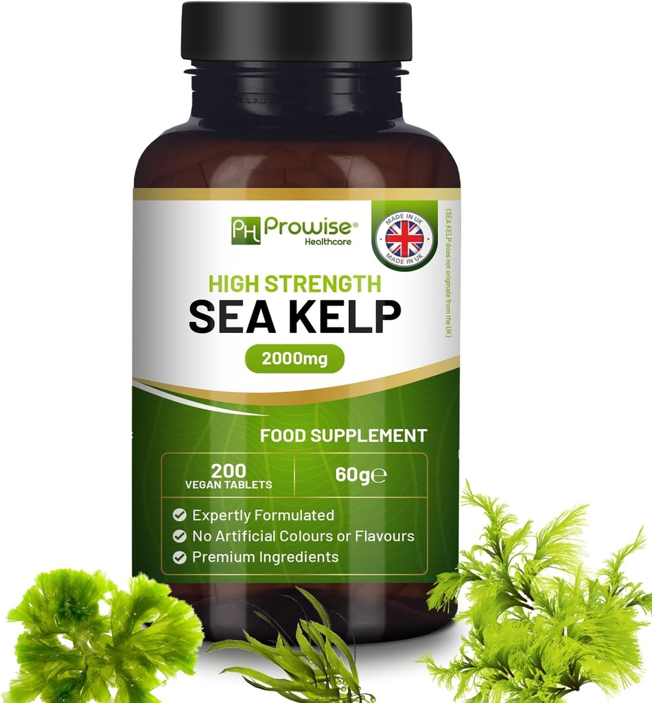 Sea Kelp 2000 mg 200 Vegan Tabletler | Iodine | Premium Malzemeler | Procious Made in the UK by Prowise