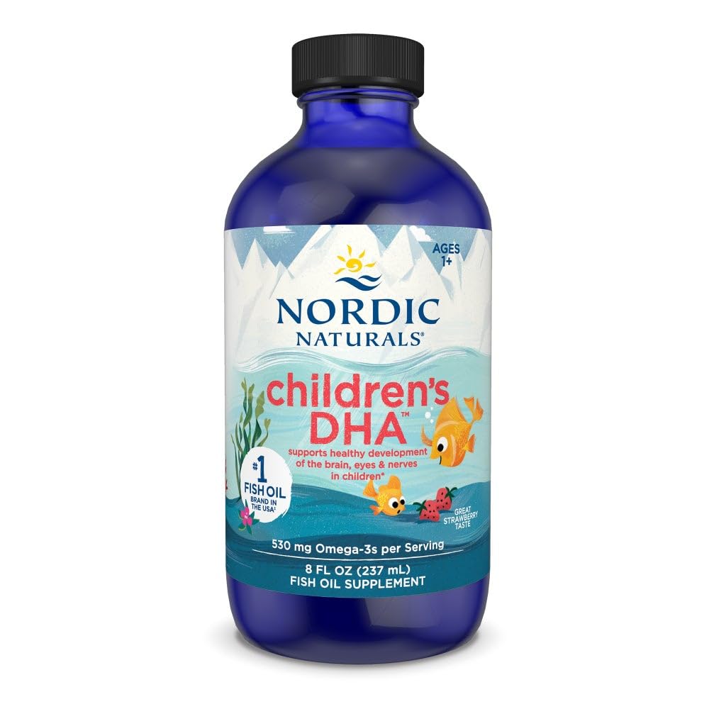 Nordic Naturals Children's DHA, Strawberry - 8 oz for Kids - 530 mg Omega-3 with EPA & DHA - Brain Development & Function - Non-GMO - 96 Servisler