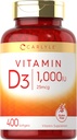 Carlyle Vitamin D3 1000IU | 400 Softgels | Yüksek Potency | Non-GMO & Gluten Free Supplement