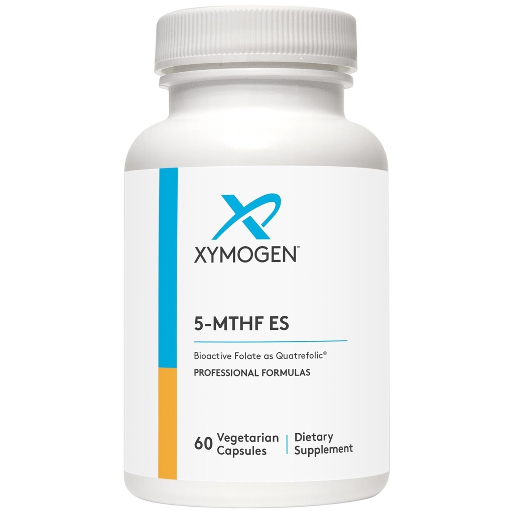 XYMOGEN 5-MTHF ES - 17,000 mcg DFE - Bioactive Folate Supplement as Quatrefolic - Mood, Cardiaγγειακή + μεθυλίωση Υποστήριξη - Βιταμίνη Β Φολικό μεθύλιο ως L Methylfolate (60 Κάψουλες)