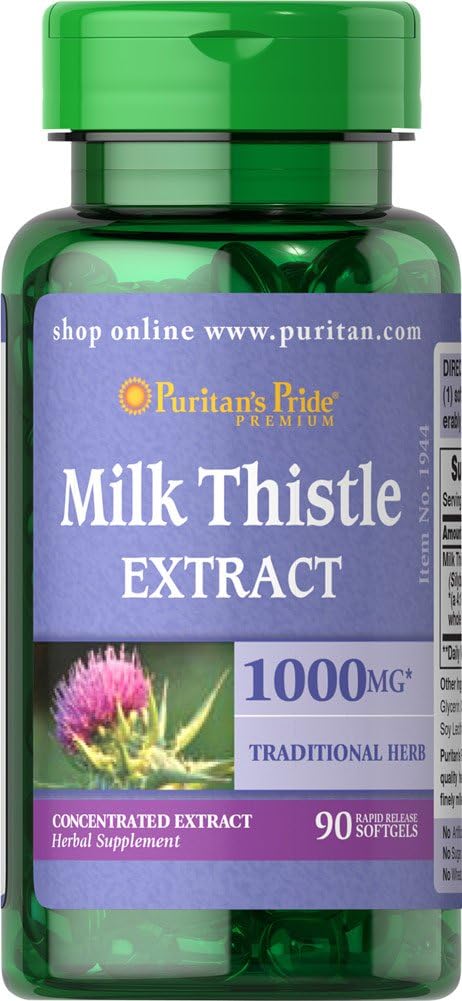 Puritan'ın Gurur Sütü Butle 1000 mg, 4:1 Ekstraksiyon (Silymarin), 90 Kont