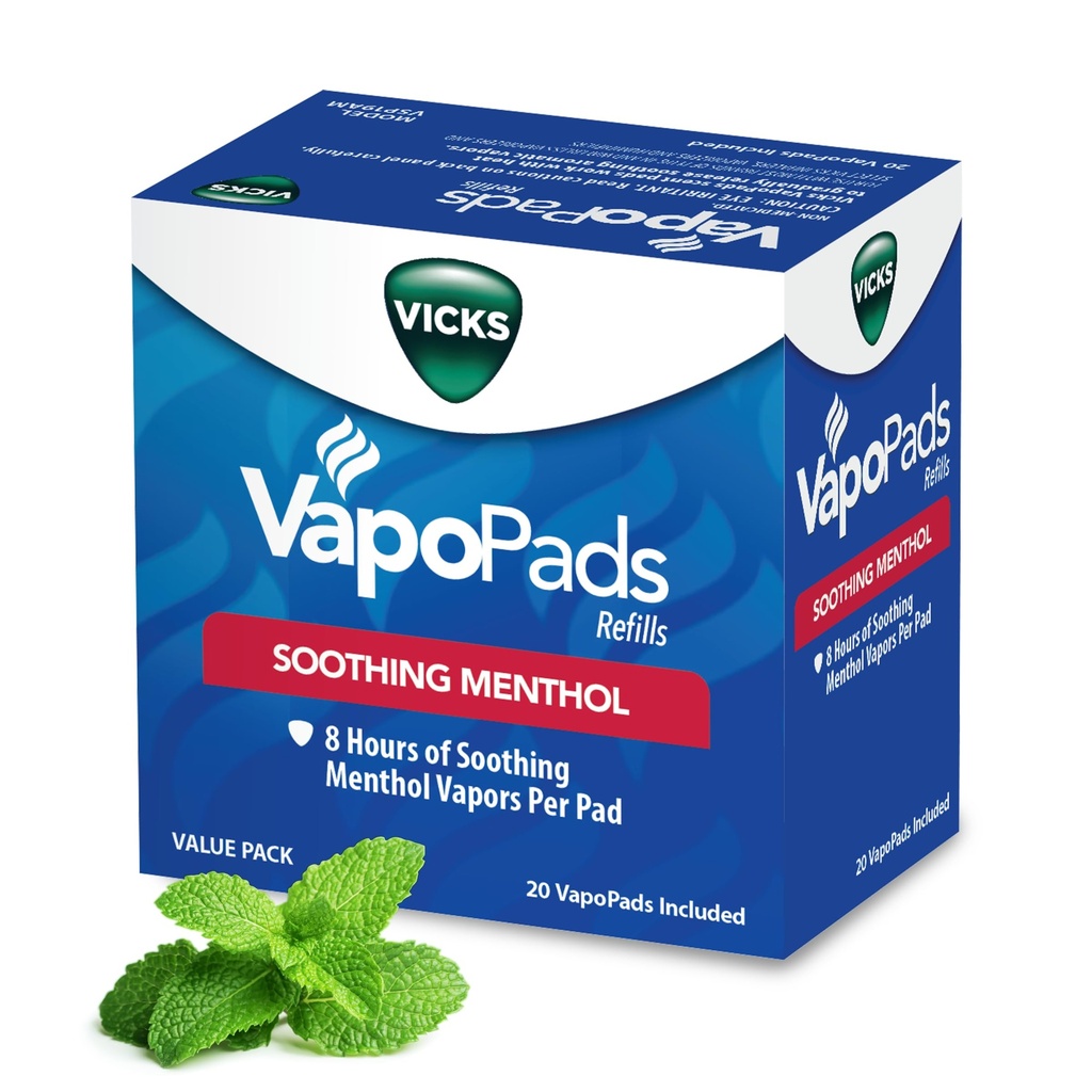 Vicks VapoPads Original Menthol Scent - Vapor Pads Refill for Vicks Humidifiers and Steam Inhalers, Scent Pads For Congestion and Cough Relief, 20Pack, Box Color May Vary