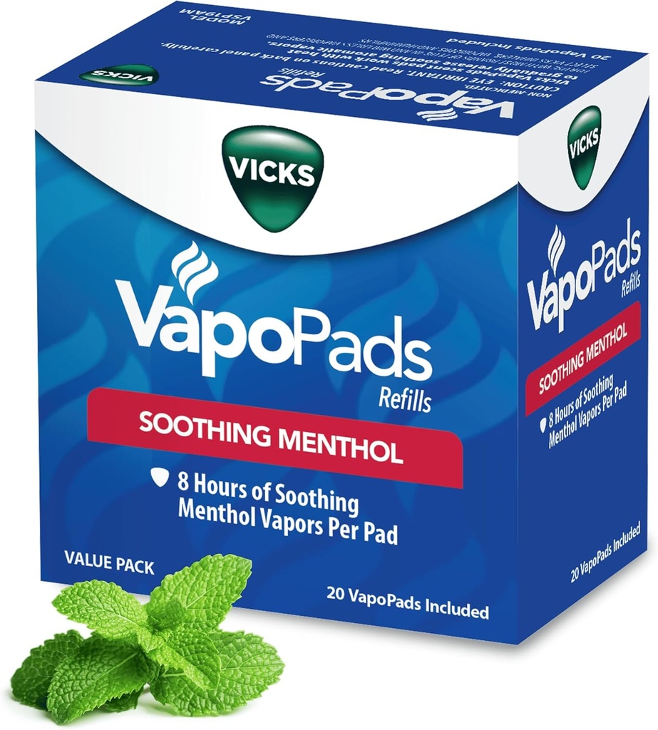 Vicks VapoPads Original Menthol Scent - Vapor Pads Refill for Vicks Humidifiers and Steam Inhalers, Scent Pads For Congestion and Cough Relief, 20Pack, Box Color May Vary