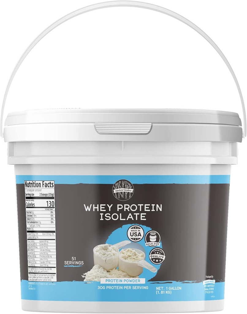 BIRCH & MEADOW 1 Gallon Whey Protein Isolate σκόνη, συμπλήρωμα προπόνησης, χωρίς γεύση