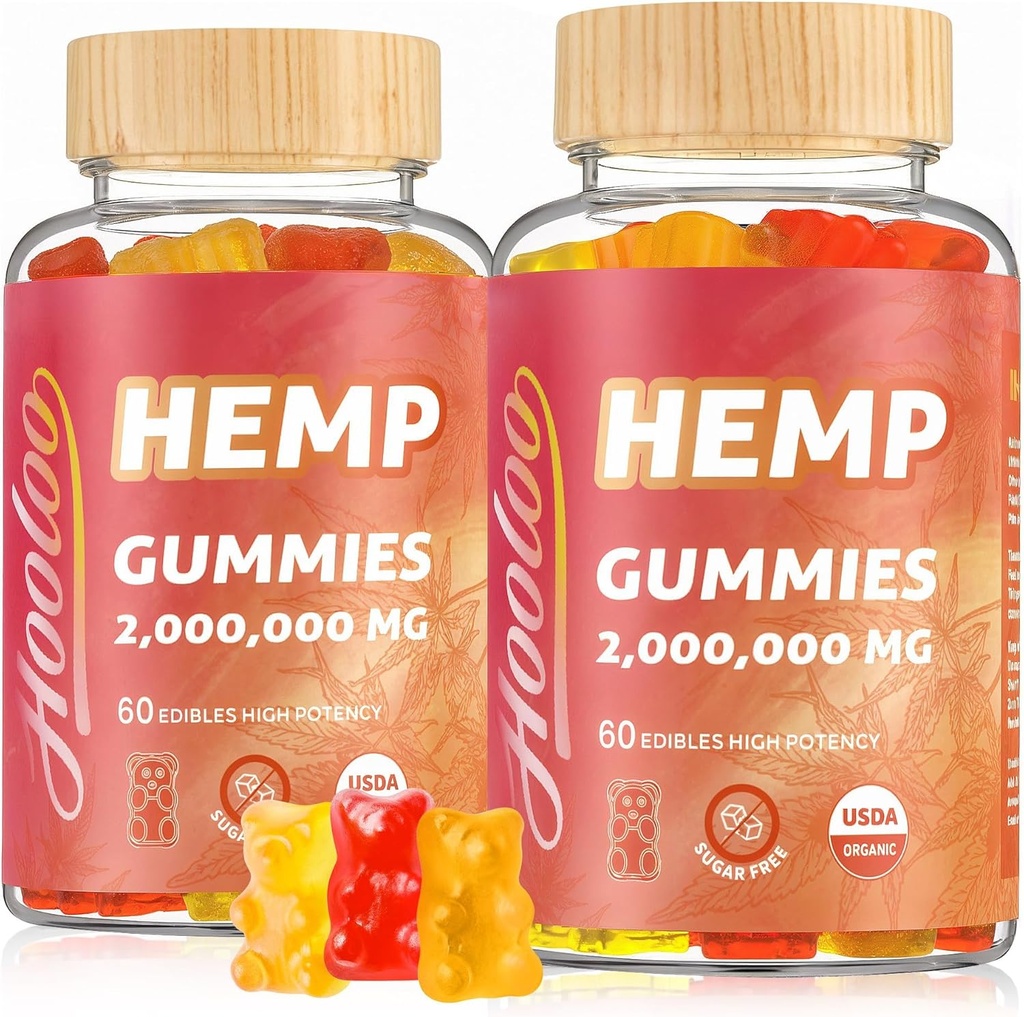 HOOLOO Hemp Gummies for Adult – High Potency 2,000,000MG, 100% Natural Pure Organic Sugar Free Fruity Hemp Gummies, ABD'de Yapıldı