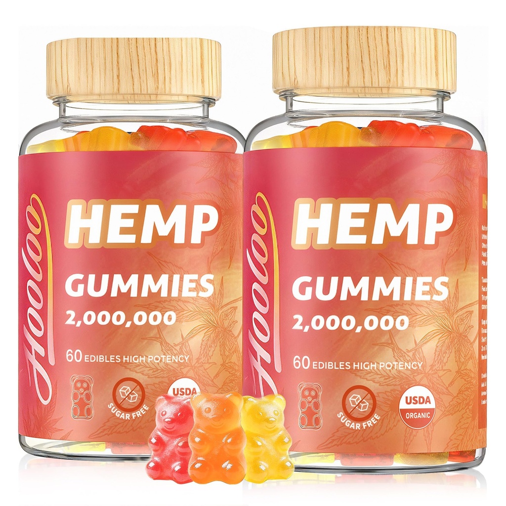 HOOLOO Hemp Gummies for Adult – High Potency 2,000,000MG, 100% Natural Pure Organic Sugar Free Fruity Hemp Gummies, ABD'de Yapıldı