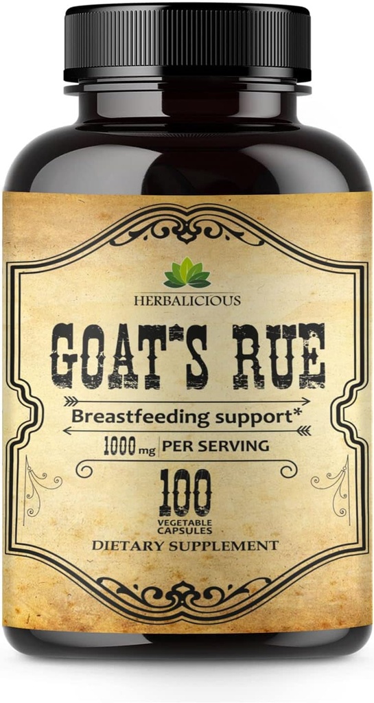 HERBALICITING Goat's Rue Capsules 1000 mg - Natural Goats Rue Herbal Supplement - Natural Galega Officinalis for Em Feeding - Kadın Üretim Gıda Desteği - 100 Caps