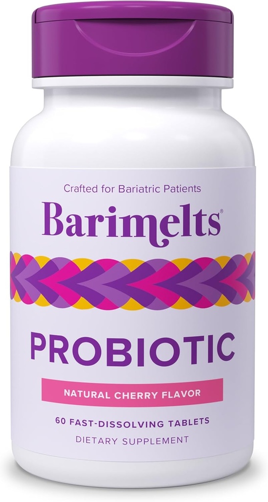 Barimelts Probiyotik, 5 Milyar CFU - 60 Hızlı-Dis çözme Tabletleri (2-Month Supply) - Kadınlar için Şekersiz Probiyotikler, Bariatrik Cerrahiden Sonra Gut Health Destek, Doğal Cherry Flavor