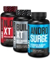 Jacked Factory N.O. XT Nitric Oksit Supplement, Build-XT Muscle Builder, & Androsurge Estrogen Blocker for Men
