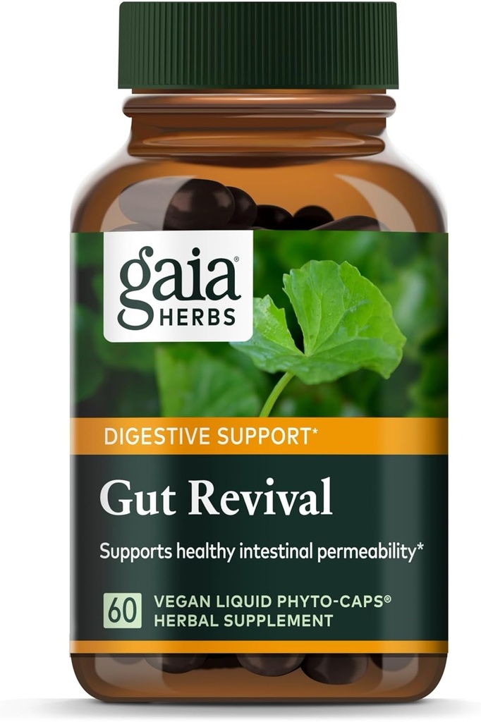 Gaia Herbs Gut Revival - Βότανο Digestive συμπλήρωμα για την υποστήριξη της υγείας των οστών - Κατασκευάζεται με Astragalus, Gotu Kola, Jujube & More - Χωρίς γαλακτοκομικά, σόγια & γλουτένη - 60 κάψουλες Vegan (60 εξυπηρετούν)