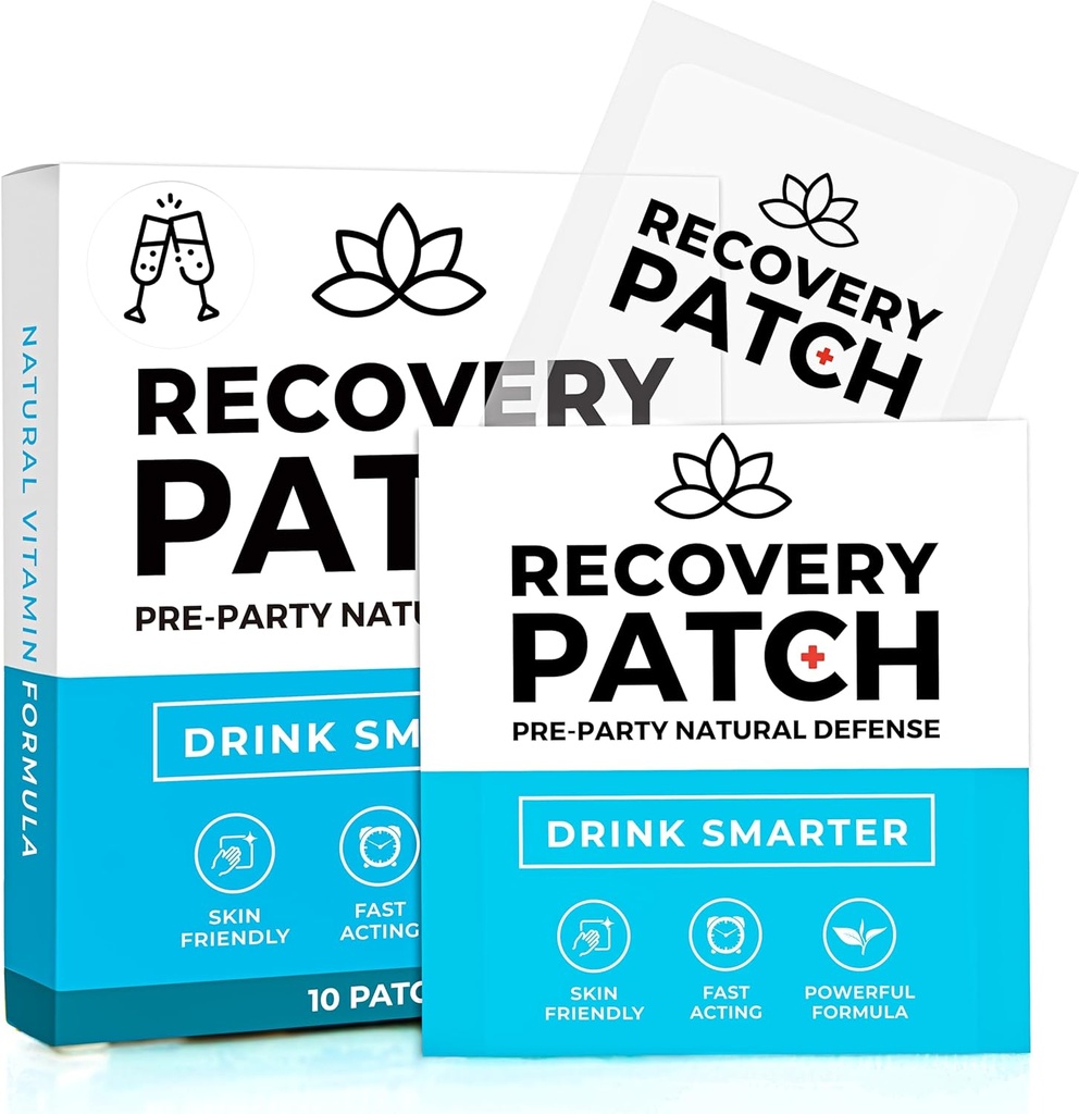 Recovery Patches 10 Pack - Uyanın %100 Doğal Malzemeler Patch - Bireysel olarak yuvarlandı, Skin-Friendly & Water - Gelişmiş Sabah Formula Formula