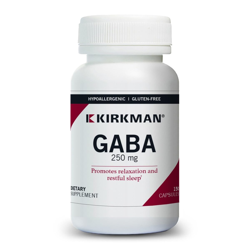 Kirkman - GABA 250 mg - 150 Capsules - Destekler Rahatlama - Restful Sleep - Hipoallergenicic