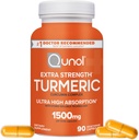 Turmeric Curcumin Capsules, Qunol with Ultra High Abxia 1500 mg, Ortak Destek, Diyet Supplement, Ekstra Kuvvet, 90 Vegetarian Capsules