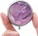 Mini Pill Box, Small Pill Box, Portable Pill Box, Cute Pill Organizer for Vitamins, Drugs, Fish Oil and Supplements (Purple)