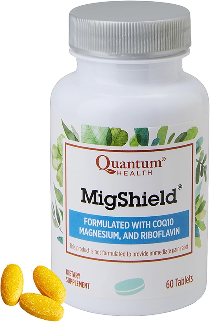 Kuantum Sağlık MigShiel Magnezyum Supplement with Riboflavin & CoQ10 Helps Proper Function of Brain Heart & Muscles Daily Nutritional Essentials for Women & Men - 60 Tabletler