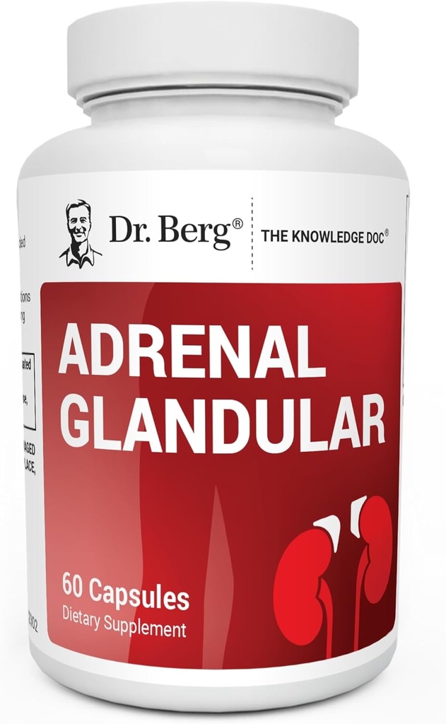 Dr. Berg Adrenal Glandular - Hormonlar Sağlıklı Adrenal Fonksiyonları Destekleyen Formula - Adrenal Destek Supplement - 60 Capsules